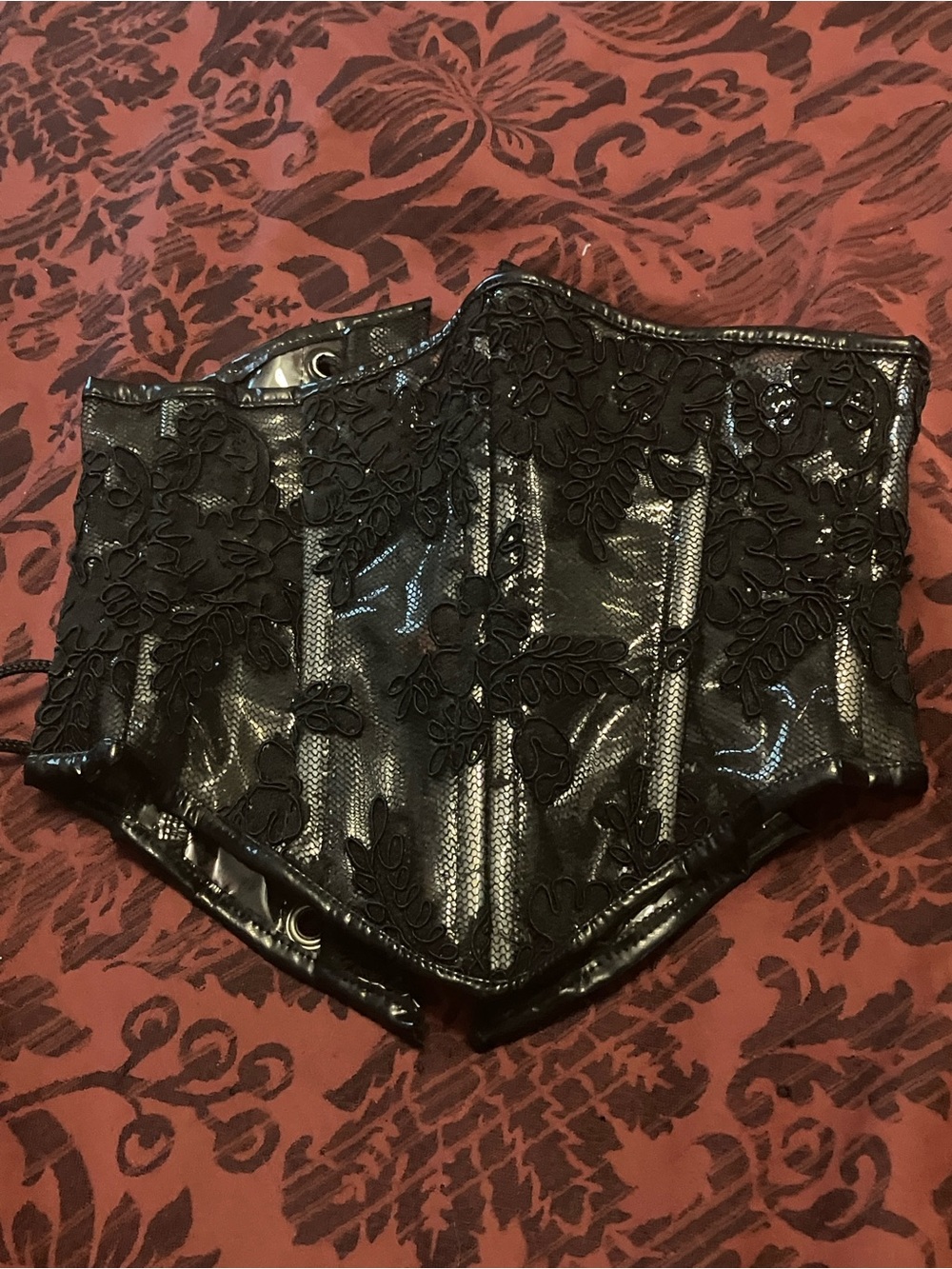 Artifice Clothing Clear PVC & Lace Angled Corset Belt - Picture 2 of 5